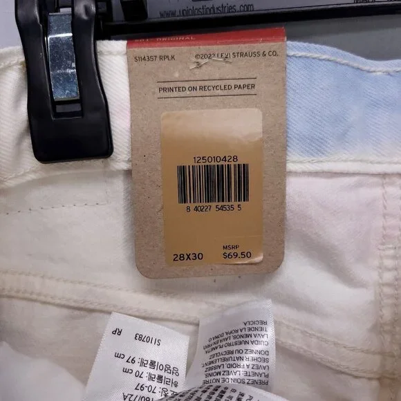 Levis 501Original Jeans Women Straight Leg High Rise White Size 28x30 Button Fly - Picture 9 of 15